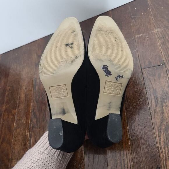 Black Vegan Suede Loafer Chunky Heel Mootsie Tootsies Collection 7 1/2 - Picture 7 of 10